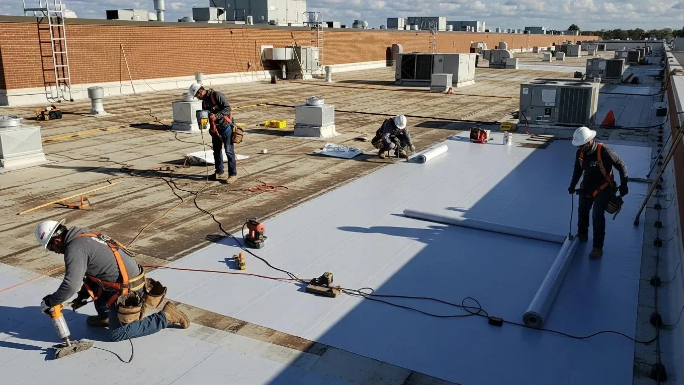 Commercial Roof Membrane Puncture Repair in Longview, TX Commercial Roof Membrane Puncture Repair in Longview, TX
